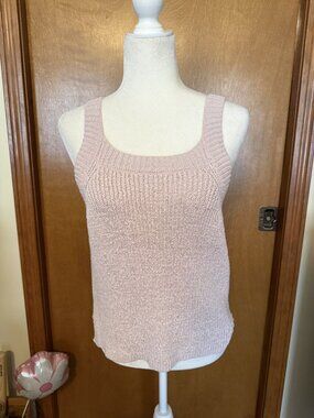J Crew Sweater Tank Womens Size Small Shell Pink Sleeveless Chunky Beachy EUC